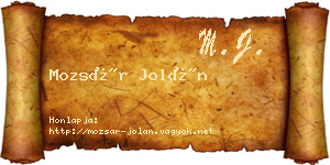 Mozsár Jolán névjegykártya